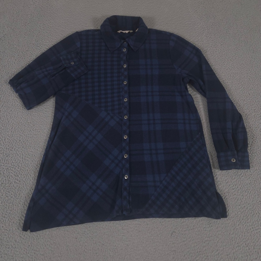 Soft Surroundings Top Womens Medium Multi Paramour Plaid Mixed Pattern Tunic Hem